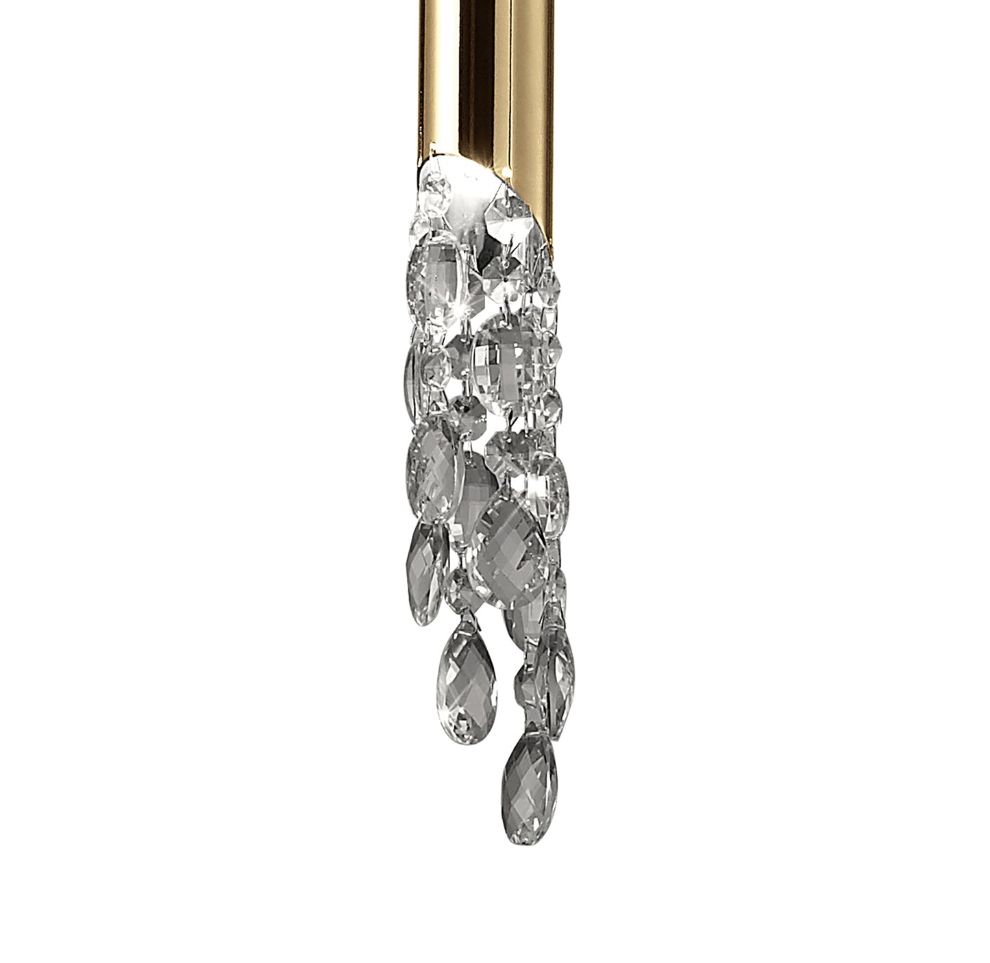 Tiffany Pendant 3+1 Light E27+G9, French Gold With White Shade & Clear Crystal by Mantra