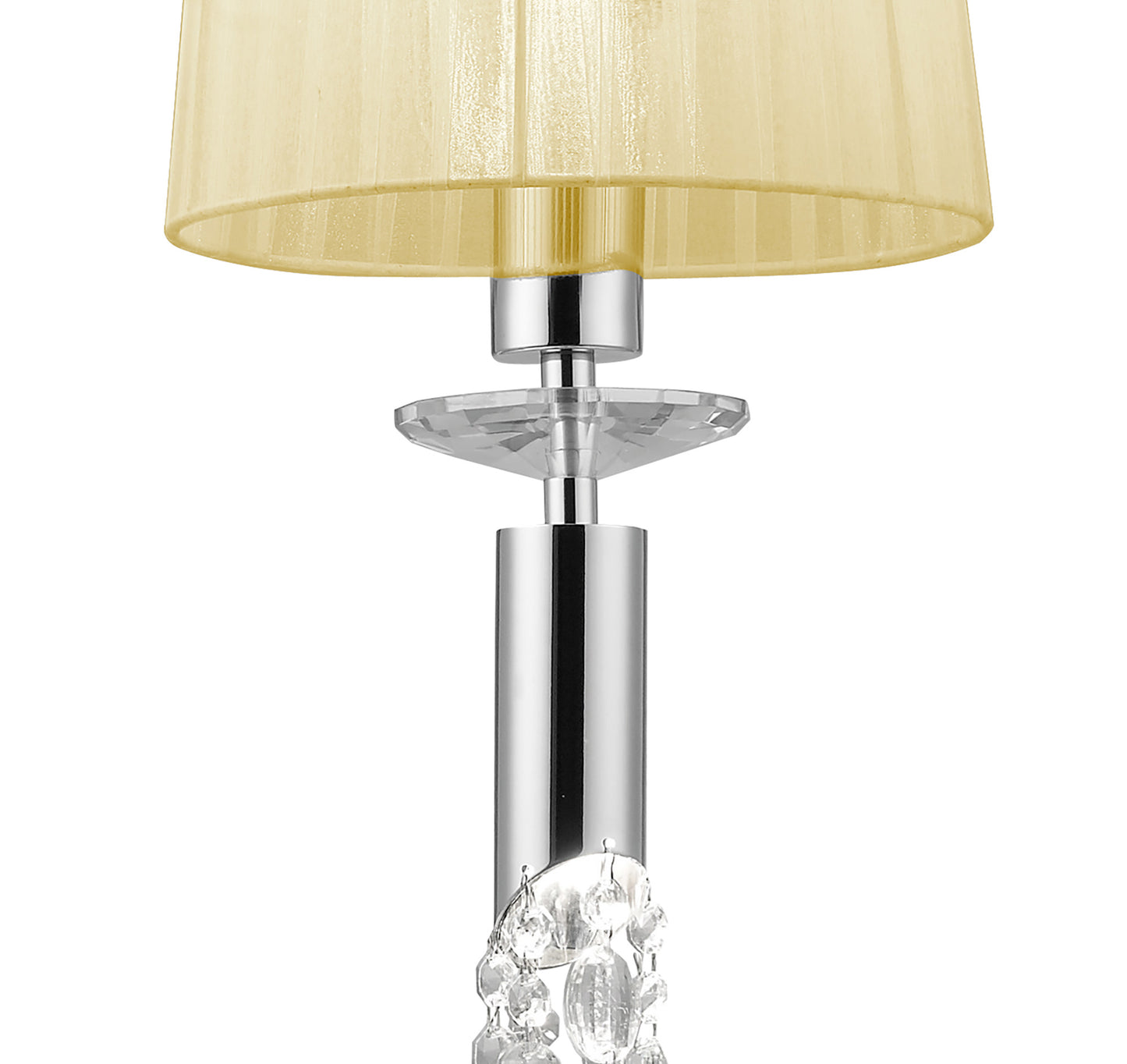 Tiffany Pendant 1+1 Light E27+G9, Polished Chrome With Cream Shade & Clear Crystal by Mantra