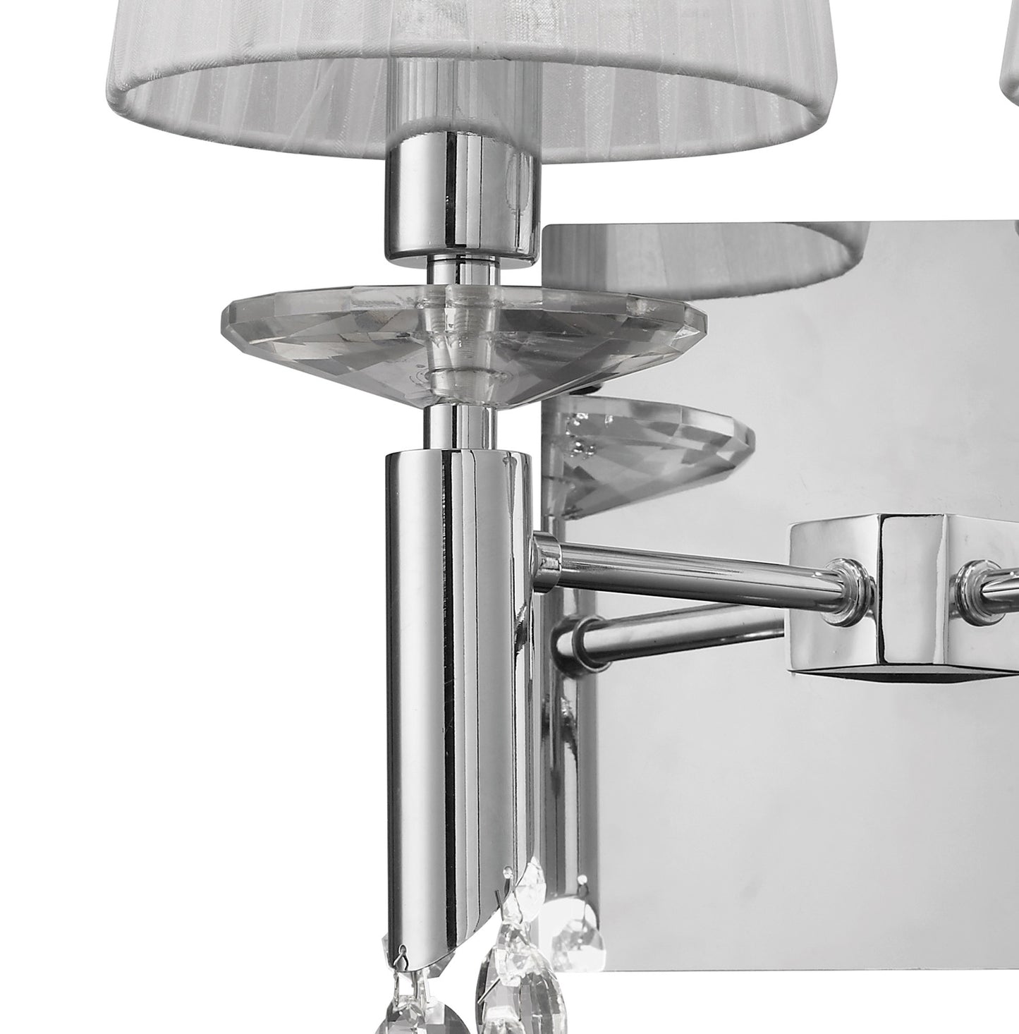 Tiffany Wall Lamp 2+2 Light E14 With White Shades Polished Chrome/Crystal by Mantra