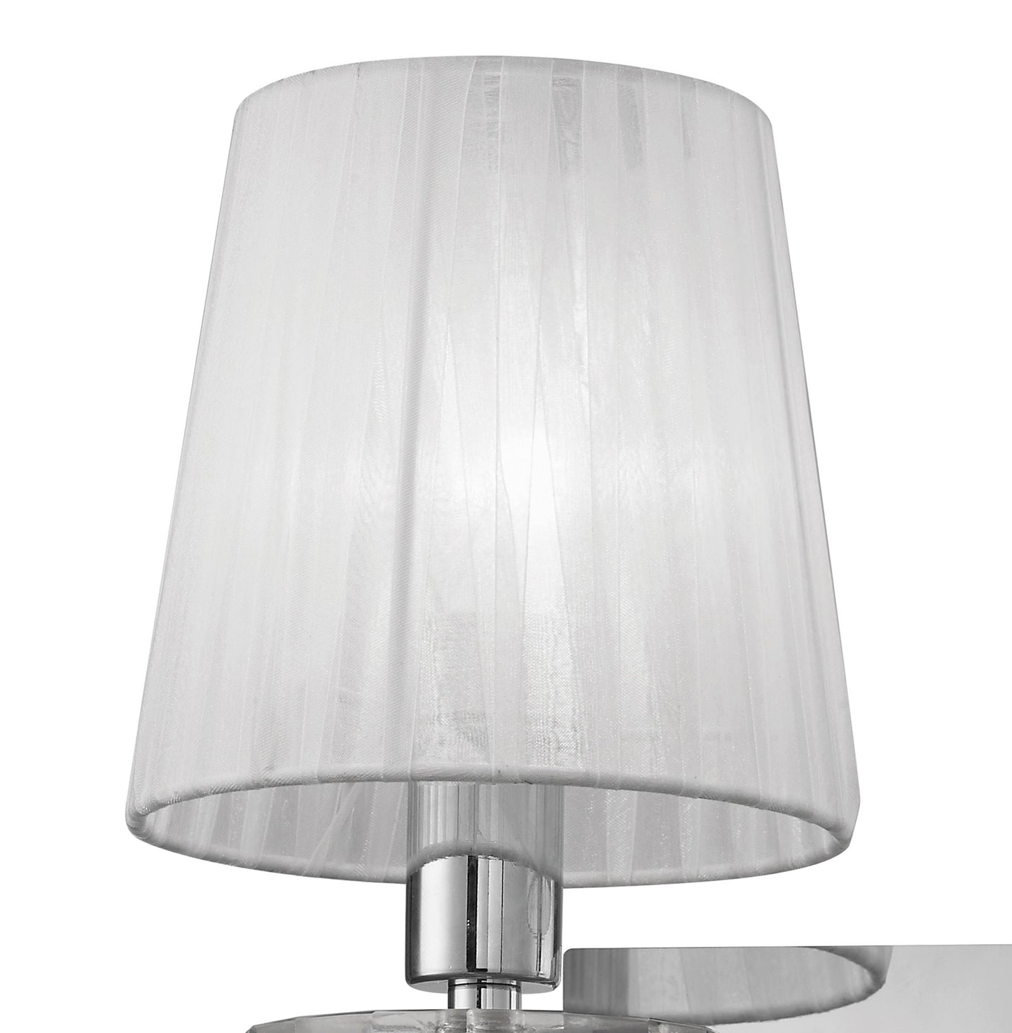 Tiffany Wall Lamp 2+2 Light E14 With White Shades Polished Chrome/Crystal by Mantra