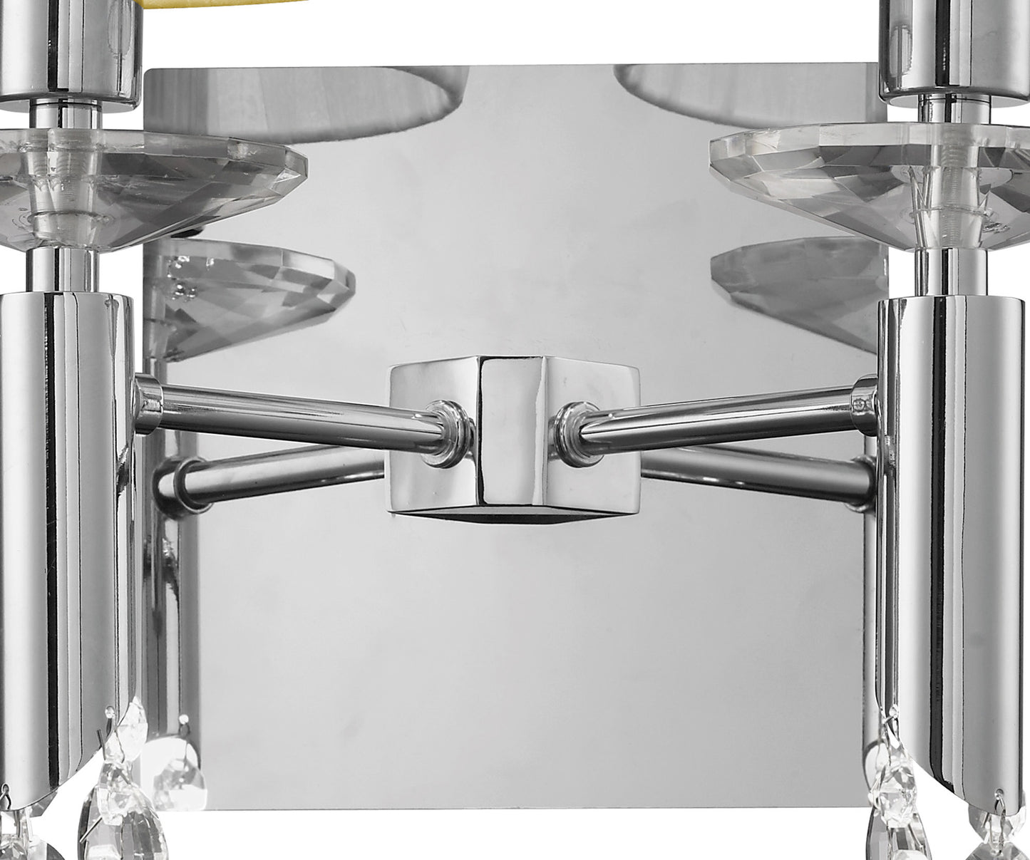 Tiffany Wall Lamp Switched 2+2 Light E14+G9, Polished Chrome With Cream Shades & Clear Crystal by Mantra