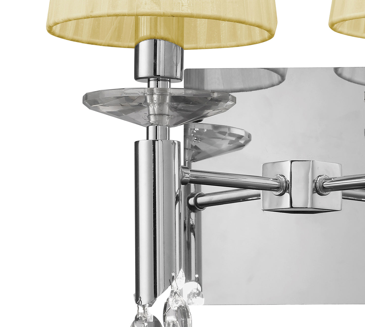 Tiffany Wall Lamp Switched 2+2 Light E14+G9, Polished Chrome With Cream Shades & Clear Crystal by Mantra