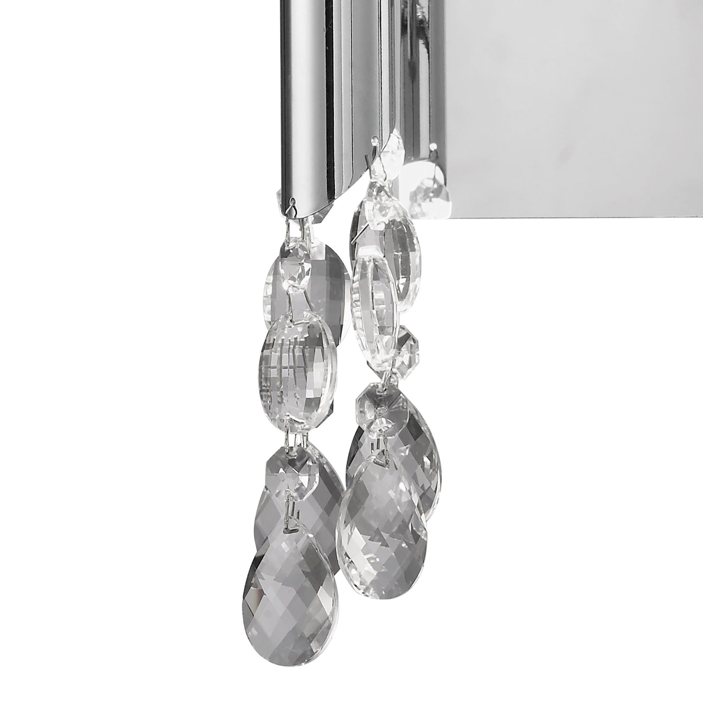 Tiffany Wall Lamp Switched 2+2 Light E14+G9, Polished Chrome With Cream Shades & Clear Crystal by Mantra