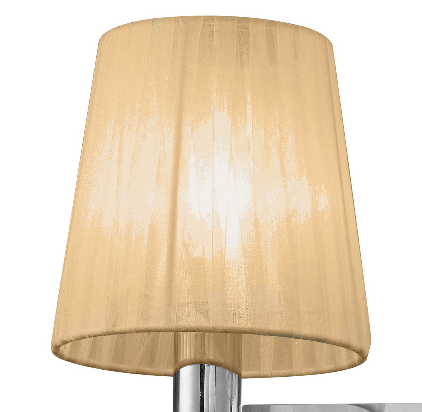 Tiffany Wall Lamp Switched 2+2 Light E14+G9, Polished Chrome With Soft Bronze Shades & Clear Crystal by Mantra