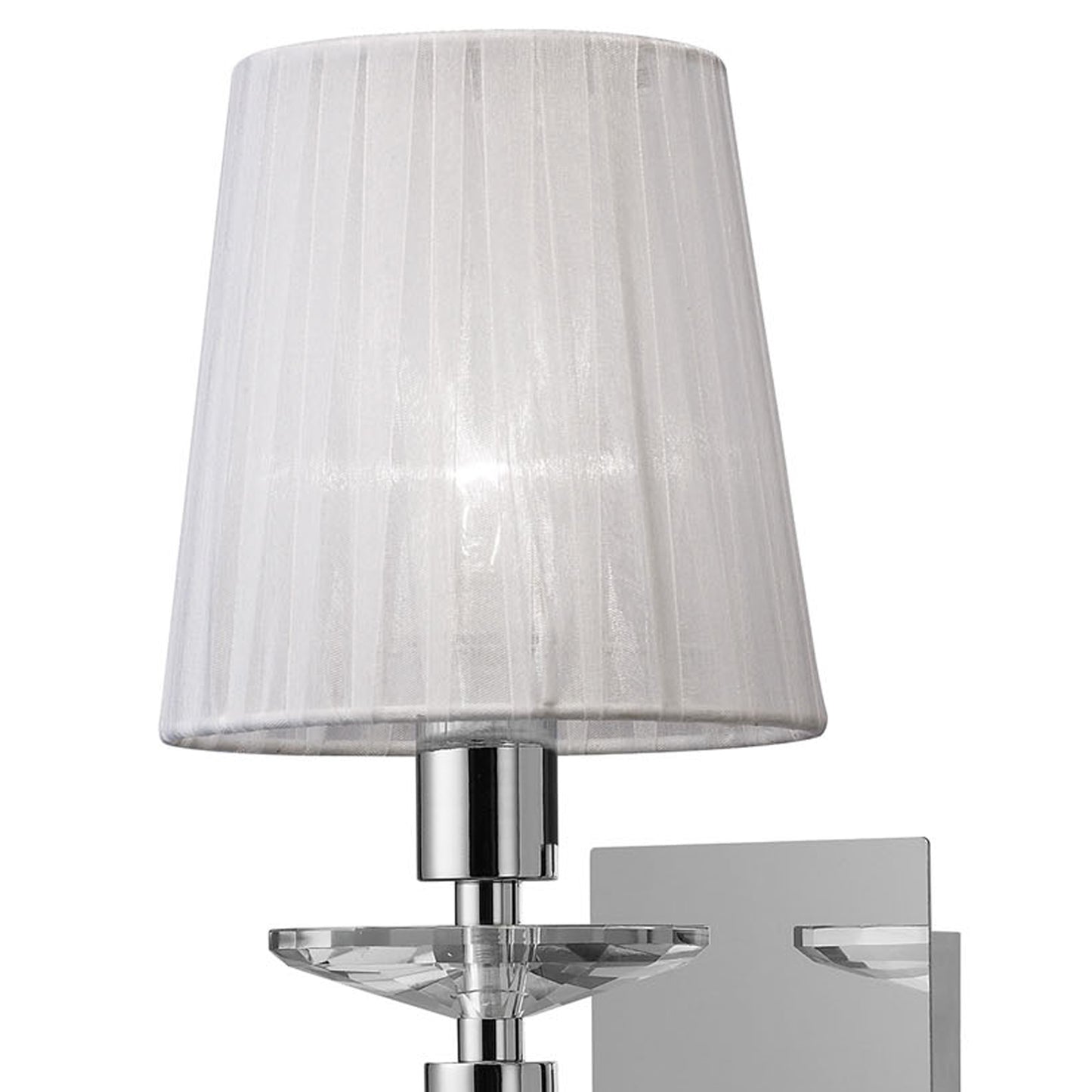 Tiffany Wall Lamp 1+1 Light E14 With White Shade Polished Chrome/Crystal by Mantra