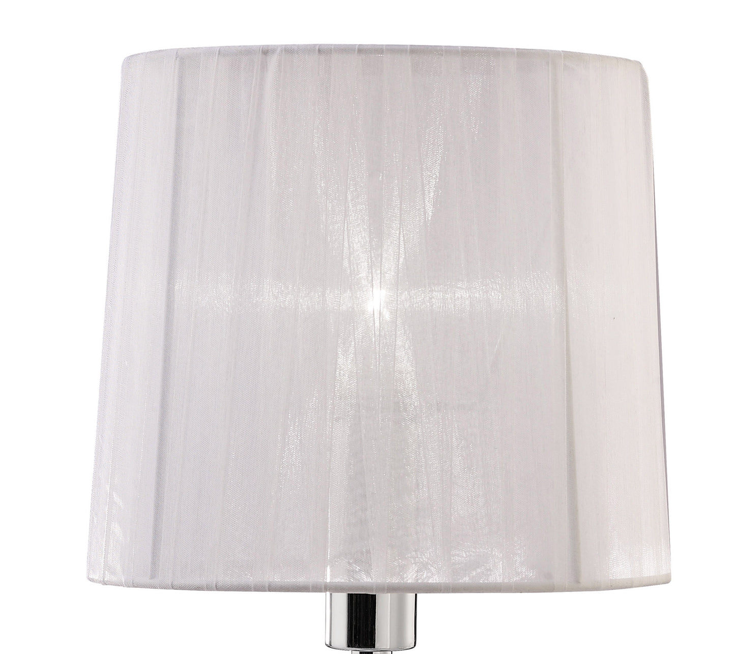 Tiffany Table Lamp 1+1 Light E14+G9, Polished Chrome With White Shade & Clear Crystal by Mantra