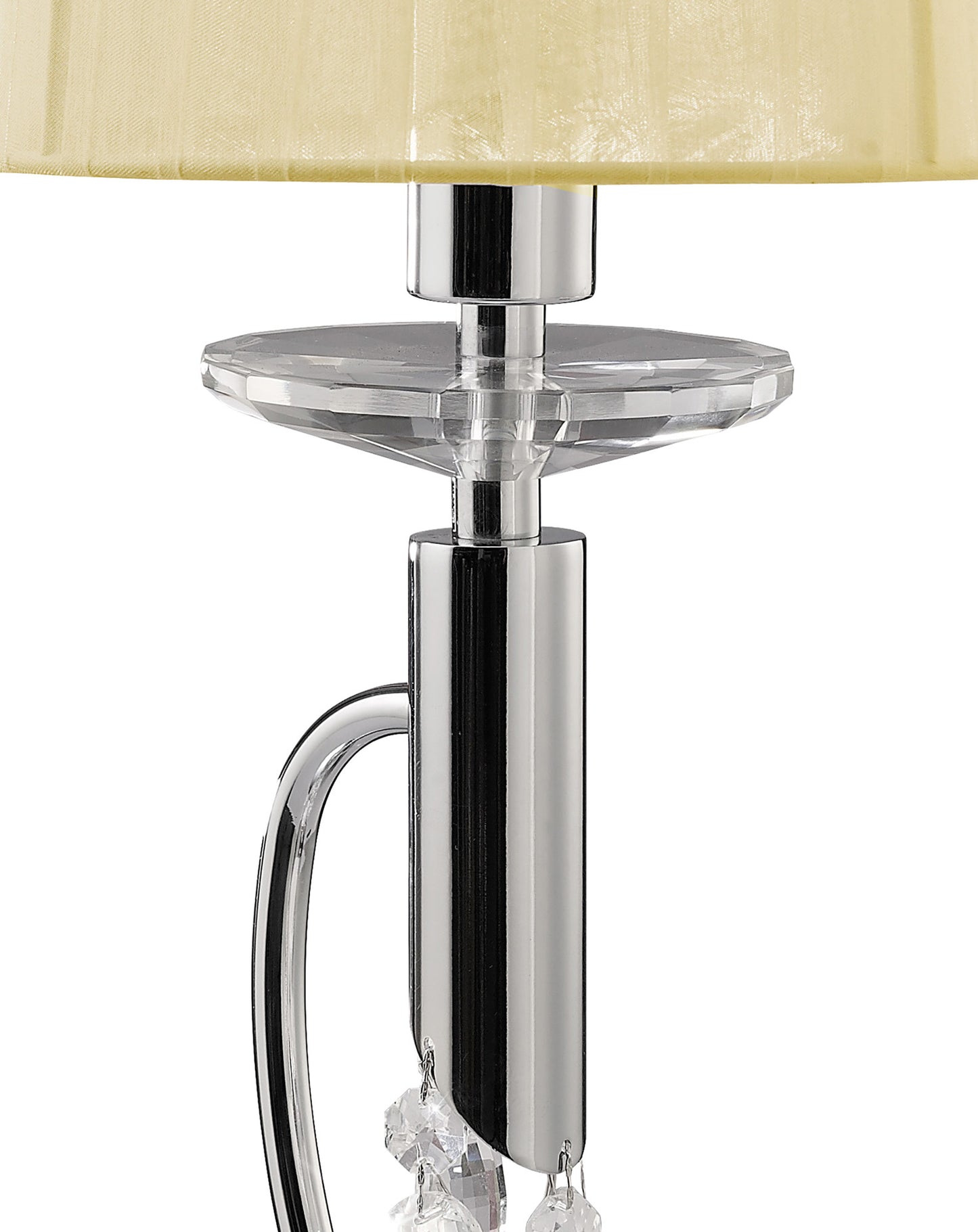 Tiffany Table Lamp 1+1 Light E14+G9, Polished Chrome With Cream Shade & Clear Crystal by Mantra