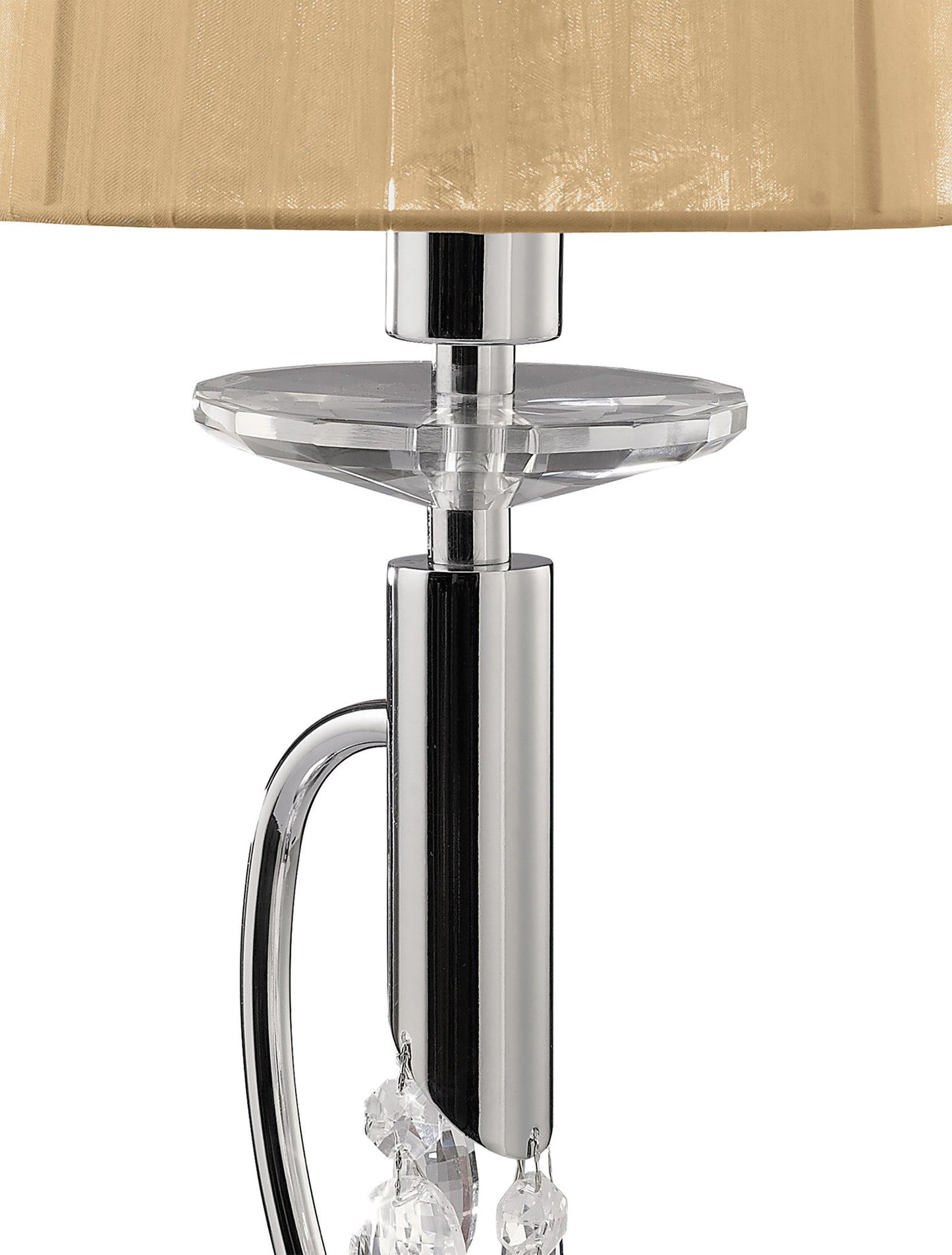 Tiffany Table Lamp 1+1 Light E14+G9, Polished Chrome With Soft Bronze Shade & Clear Crystal by Mantra