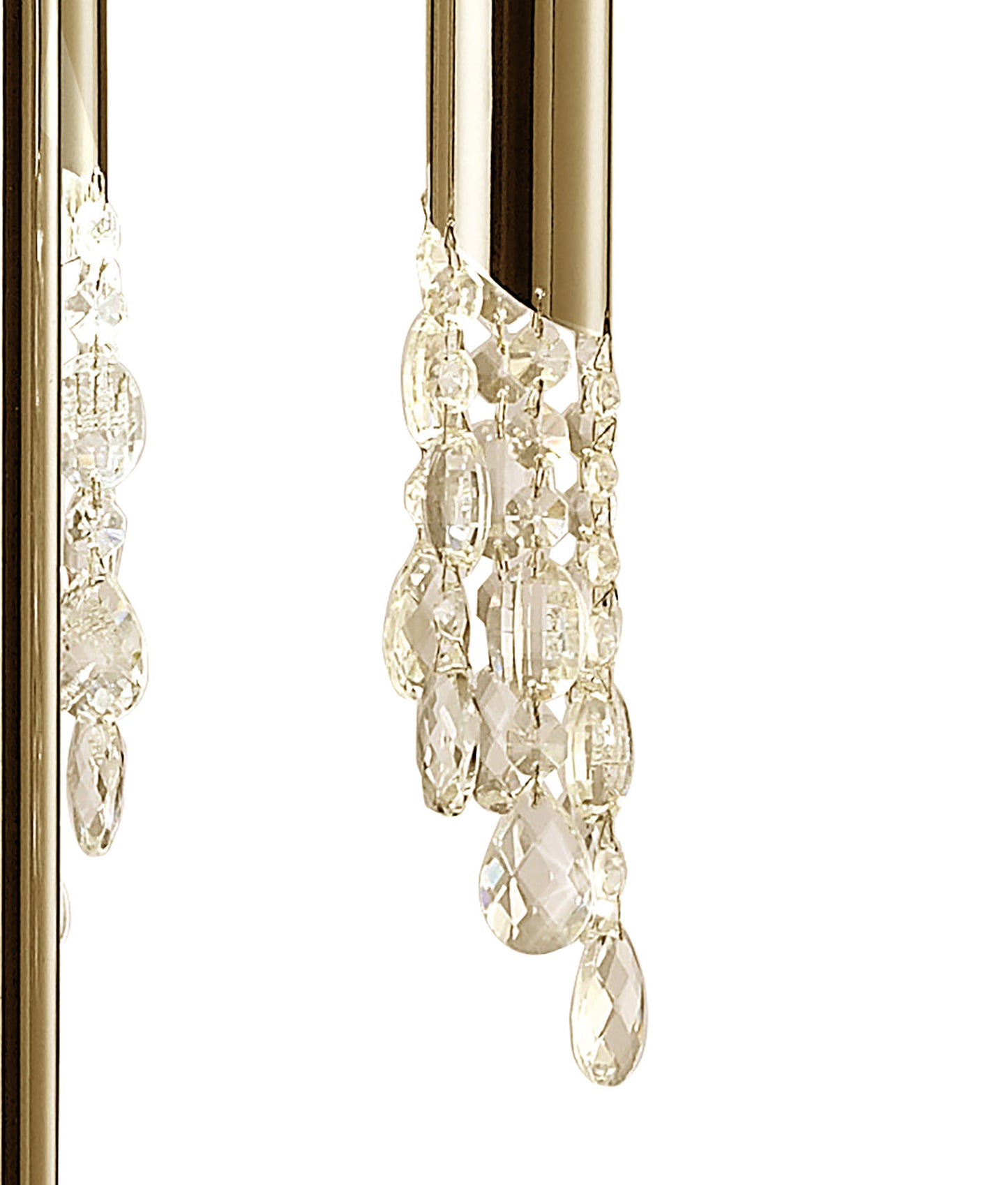 Tiffany Floor Lamp 3+3 Light E27+G9, French Gold With Cream Shade & Clear Crystal by Mantra