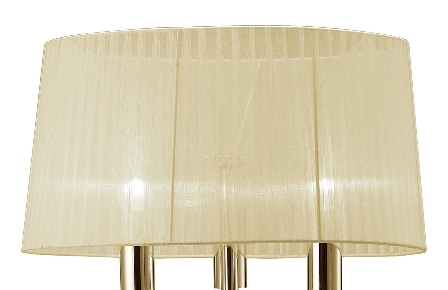 Tiffany Floor Lamp 3+3 Light E27+G9, French Gold With Cream Shade & Clear Crystal by Mantra