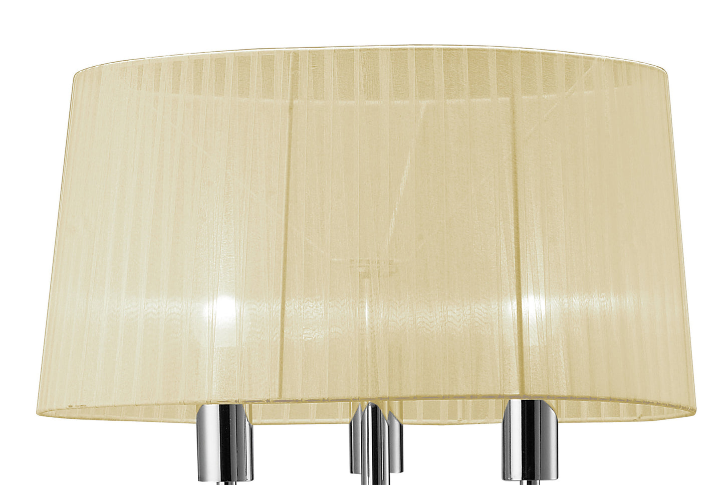 Tiffany Floor Lamp 3+3 Light E27+G9, Polished Chrome With Cream Shade & Clear Crystal by Mantra