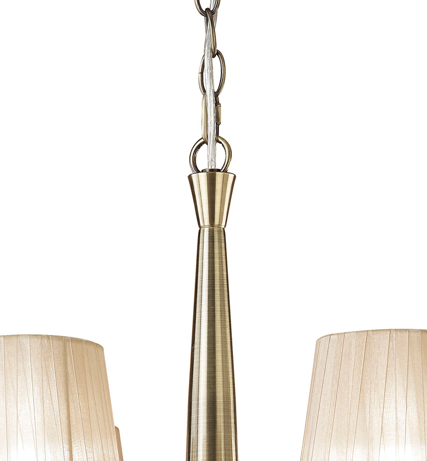 Tiffany Pendant 6+6 Light E14+G9, Antique Brass With Soft Bronze Shades & Clear Crystal by Mantra