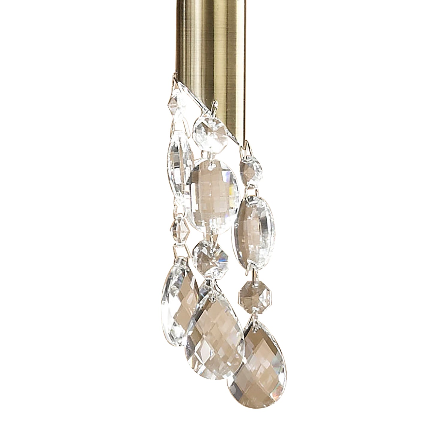 Tiffany Pendant 6+6 Light E14+G9, Antique Brass With Soft Bronze Shades & Clear Crystal by Mantra