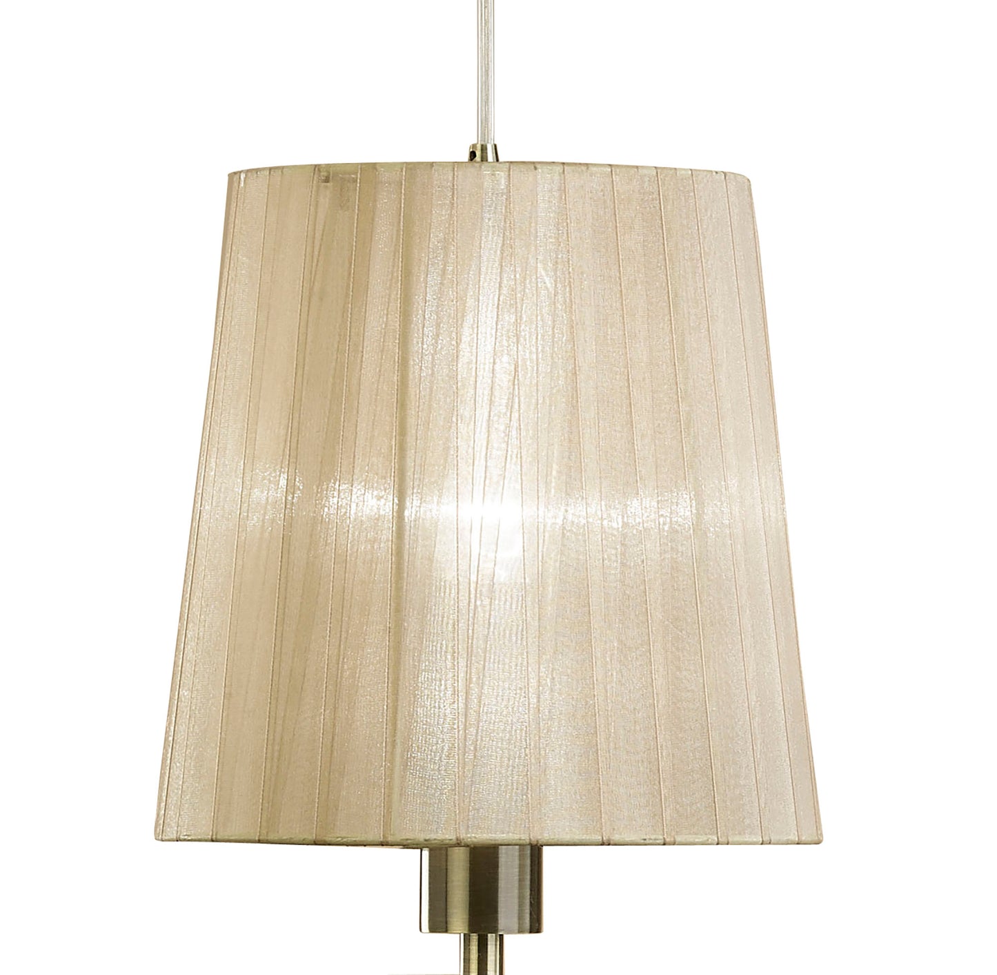 Tiffany Linear Pendant 3+3 Light E27+G9 Line, Antique Brass With Soft Bronze Shades & Clear Crystal by Mantra