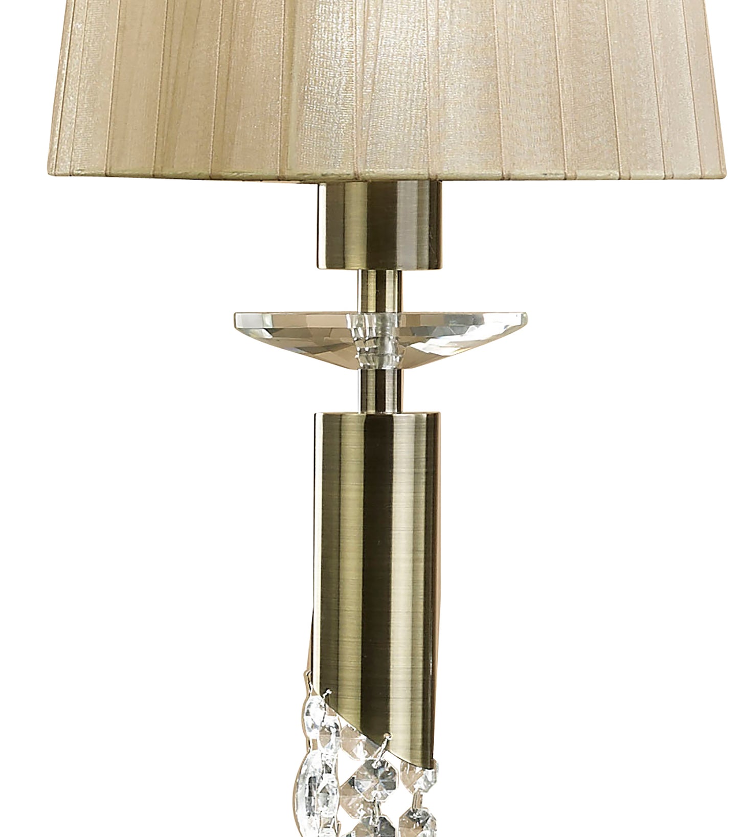 Tiffany Linear Pendant 3+3 Light E27+G9 Line, Antique Brass With Soft Bronze Shades & Clear Crystal by Mantra