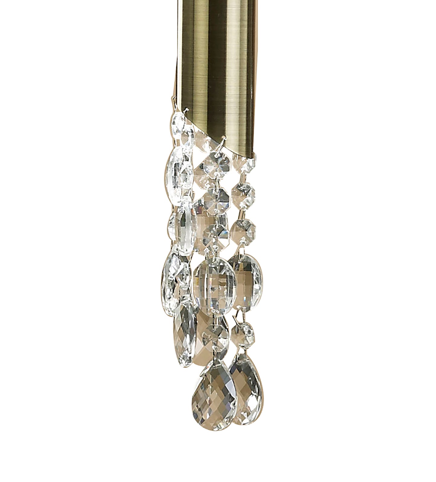 Tiffany Linear Pendant 3+3 Light E27+G9 Line, Antique Brass With Soft Bronze Shades & Clear Crystal by Mantra