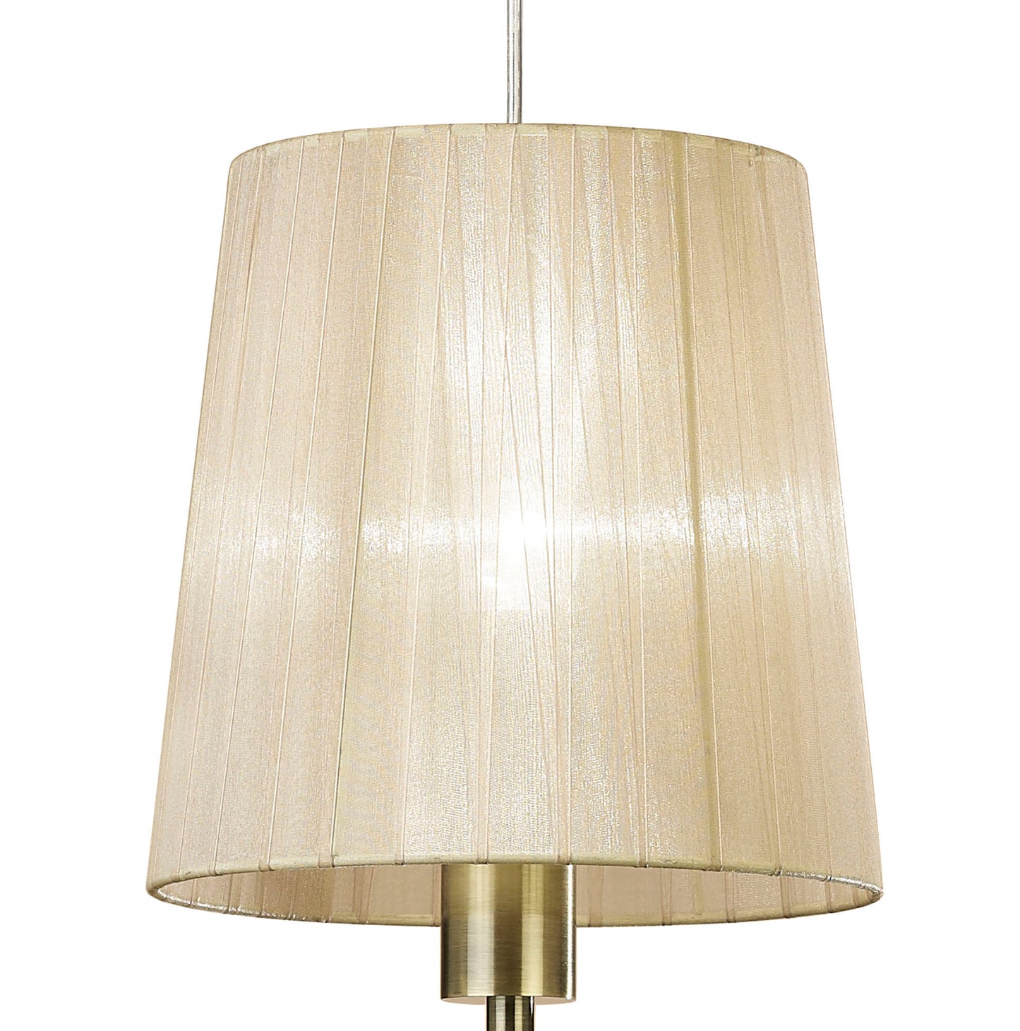 Tiffany Pendant 1+1 Light E27+G9, Antique Brass With Soft Bronze Shade & Clear Crystal by Mantra