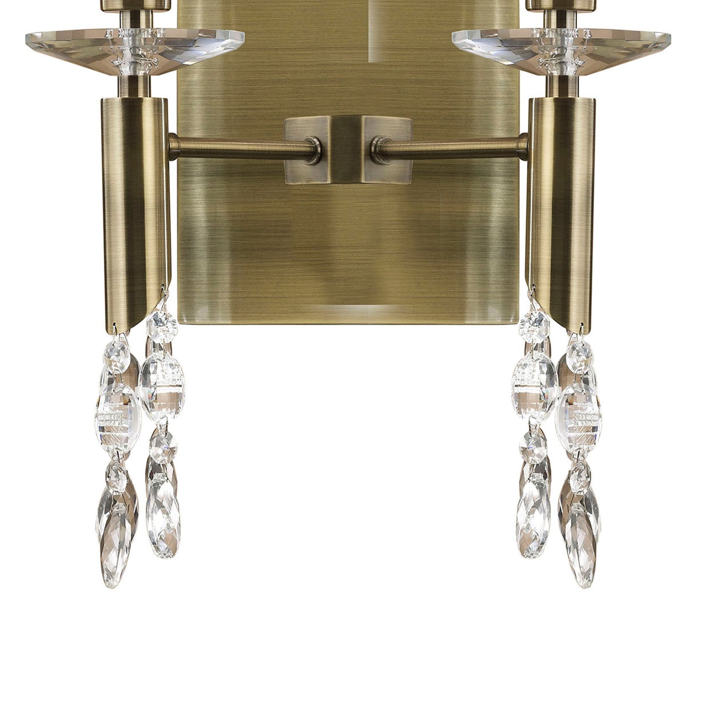 Tiffany Wall Lamp 2+2 Light E14 With Soft Bronze Shades Antique Brass/Crystal by Mantra