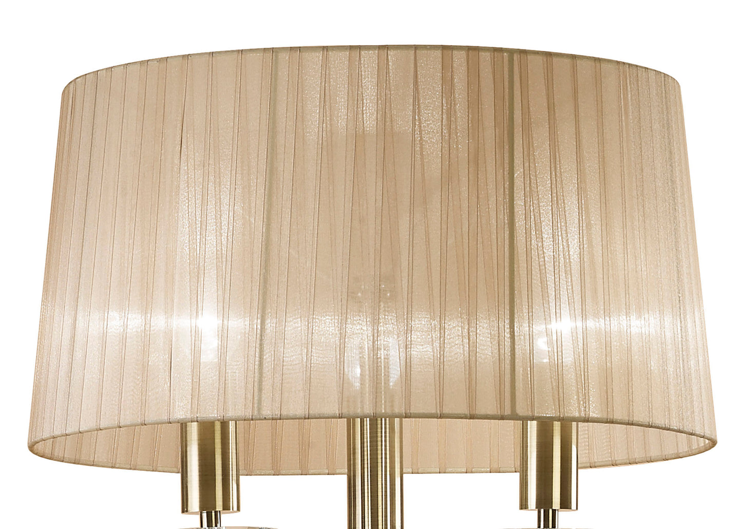 Tiffany Floor Lamp 3+3 Light E27+G9, Antique Brass With Soft Bronze Shade & Clear Crystal by Mantra