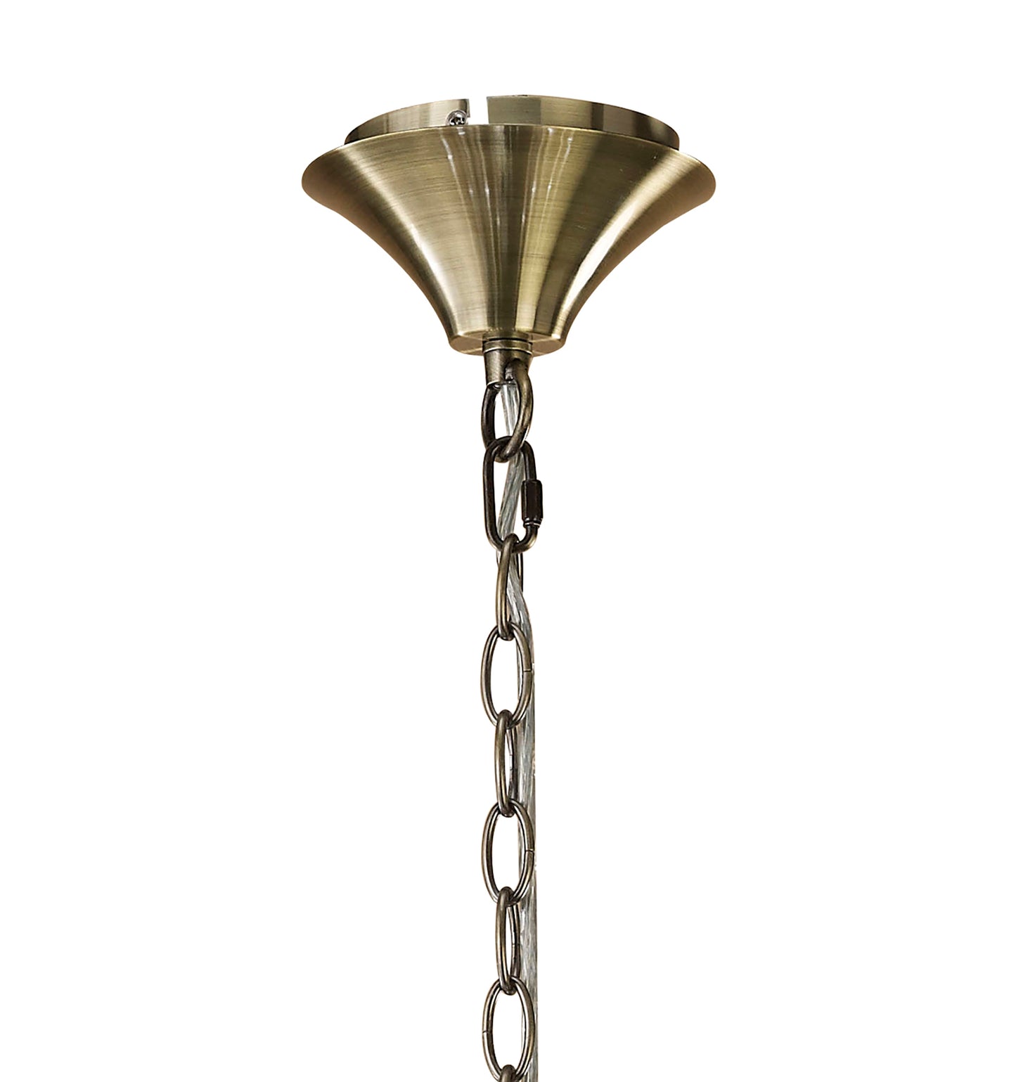 Tiffany Pendant 2 Tier 12+12 Light E14+G9, Antique Brass With White Shades & Clear Crystal by Mantra