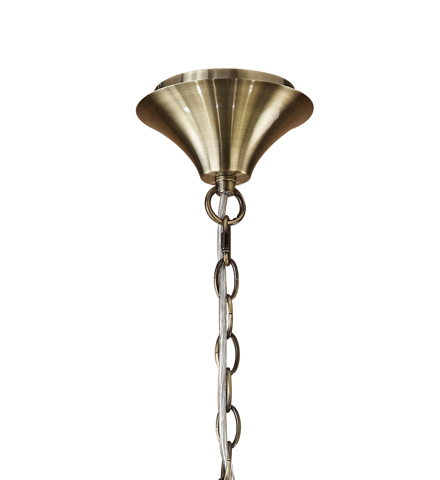Tiffany Pendant 6+6 Light E14+G9, Antique Brass With Cream Shades & Clear Crystal by Mantra