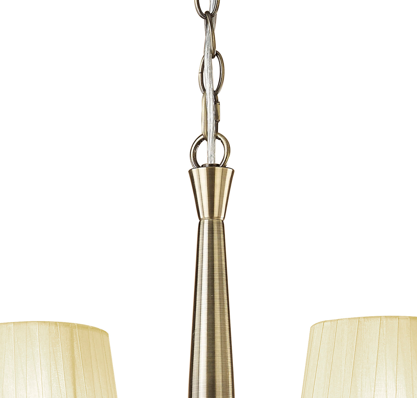 Tiffany Pendant 6+6 Light E14+G9, Antique Brass With Cream Shades & Clear Crystal by Mantra