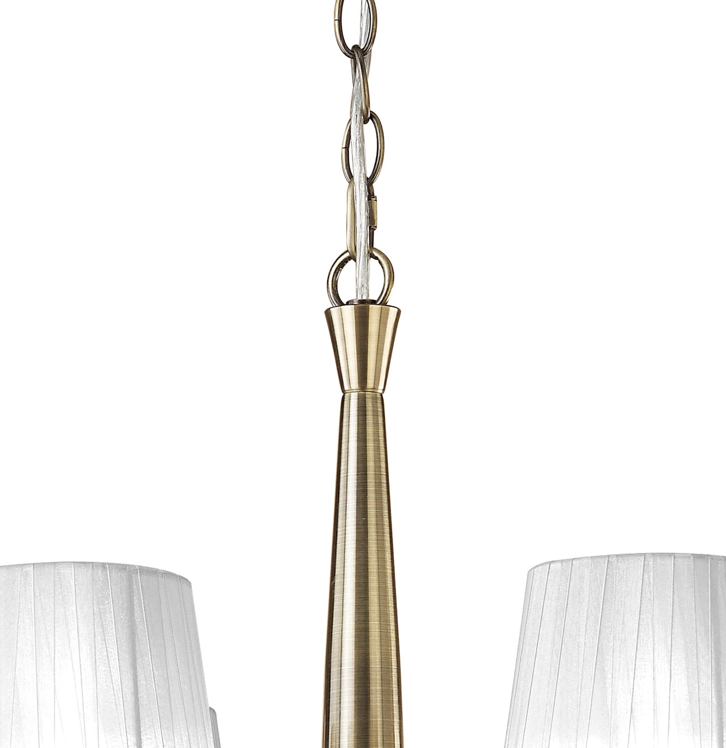 Tiffany Pendant 6+6 Light E14+G9, Antique Brass With White Shades & Clear Crystal by Mantra