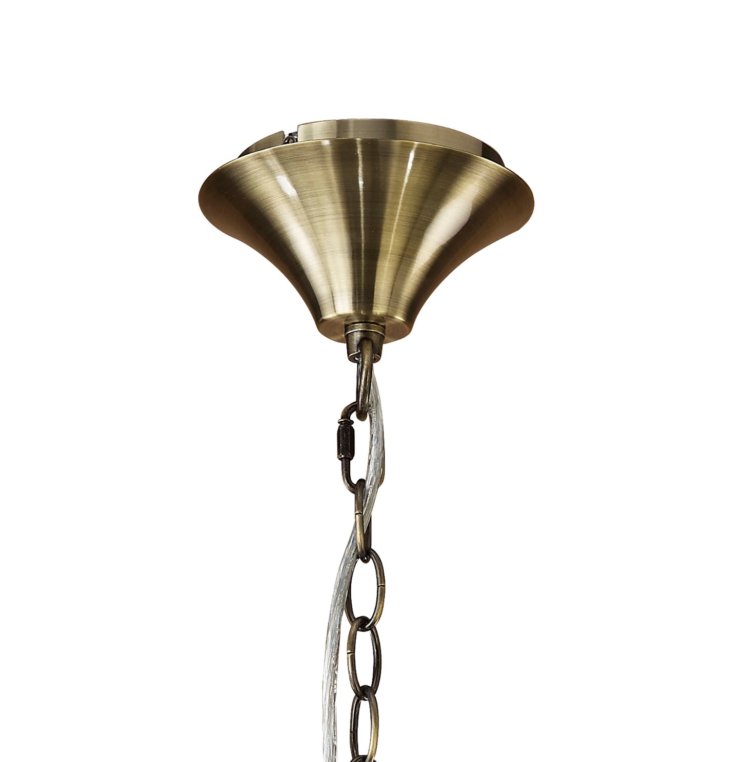 Tiffany Pendant 4+4 Light E14+G9, Antique Brass With Cream Shades & Clear Crystal by Mantra