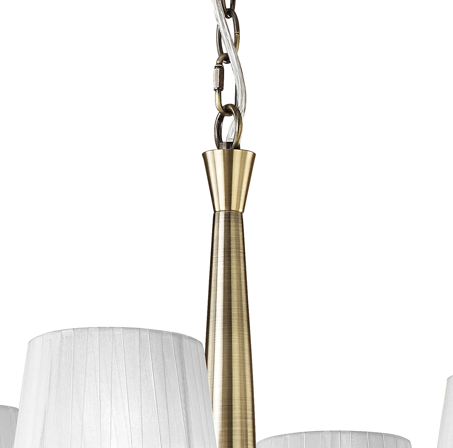 Tiffany Pendant 4+4 Light E14+G9, Antique Brass With White Shades & Clear Crystal by Mantra