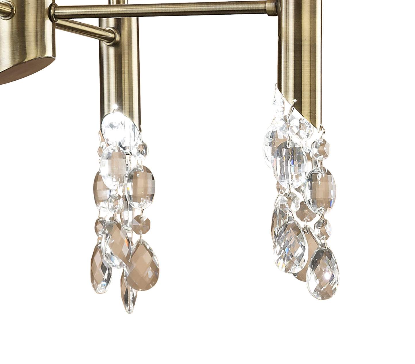 Tiffany Pendant 4+4 Light E14+G9, Antique Brass With White Shades & Clear Crystal by Mantra