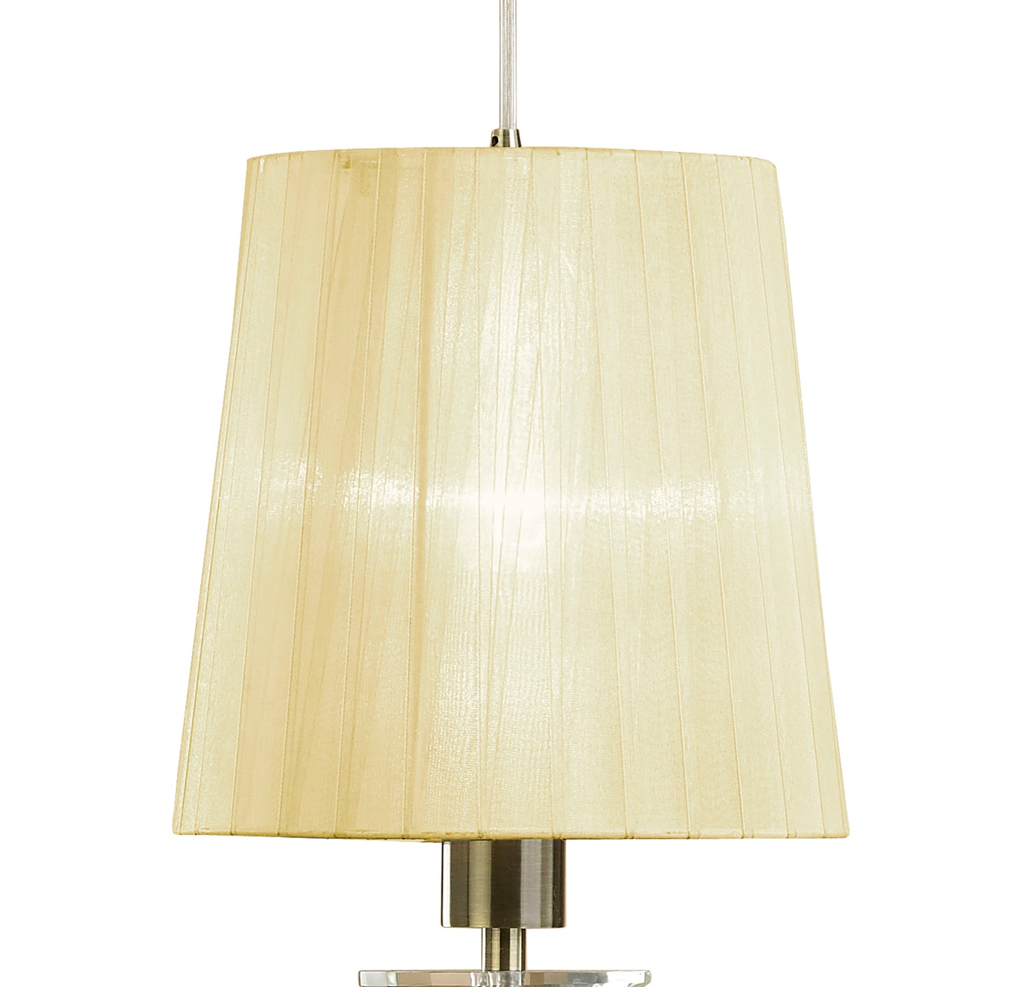 Tiffany Linear Pendant 3+3 Light E27+G9 Line, Antique Brass With Cream Shades & Clear Crystal by Mantra