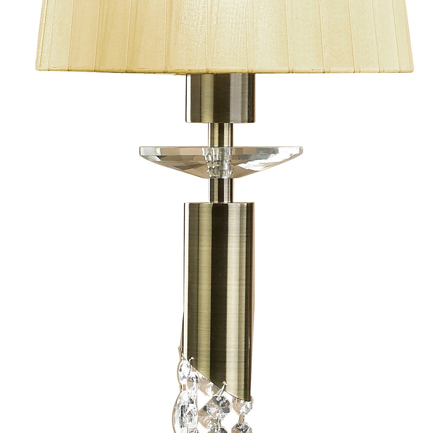 Tiffany Linear Pendant 3+3 Light E27+G9 Line, Antique Brass With Cream Shades & Clear Crystal by Mantra
