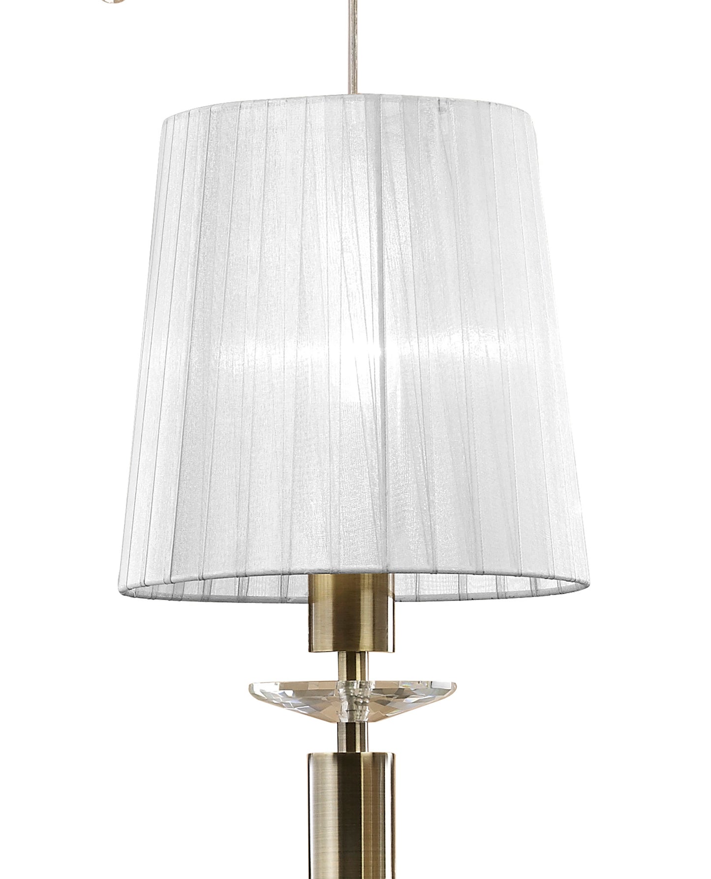 Tiffany Pendant 5+5 Light E27+G9 Spiral, Antique Brass With White Shades & Clear Crystal by Mantra