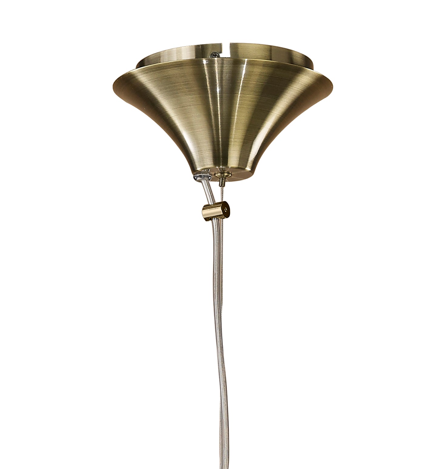 Tiffany Pendant 3+1 Light E27+G9, Antique Brass With Cream Shade & Clear Crystal by Mantra