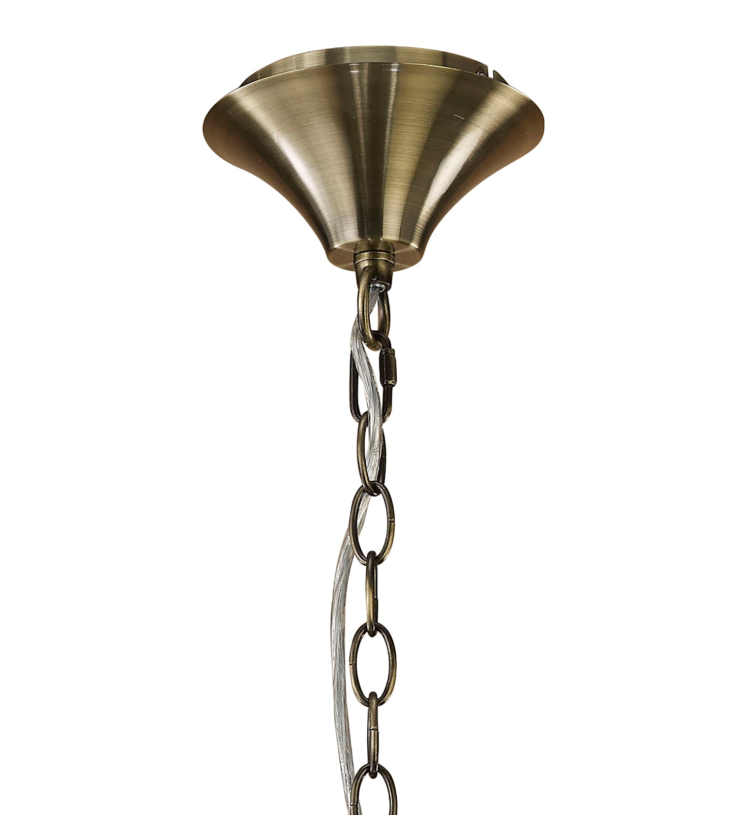 Tiffany Pendant 3+3 Light E14+G9, Antique Brass With White Shade & Clear Crystal by Mantra