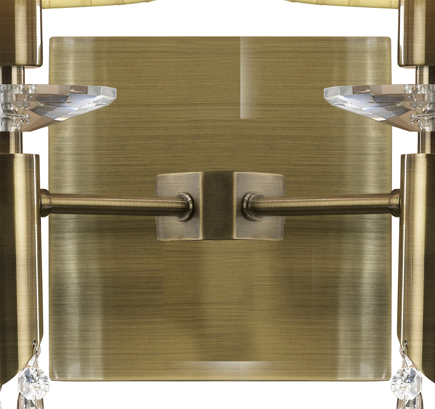 Tiffany Wall Lamp Switched 2+2 Light E14+G9, Antique Brass With Cream Shades & Clear Crystal by Mantra