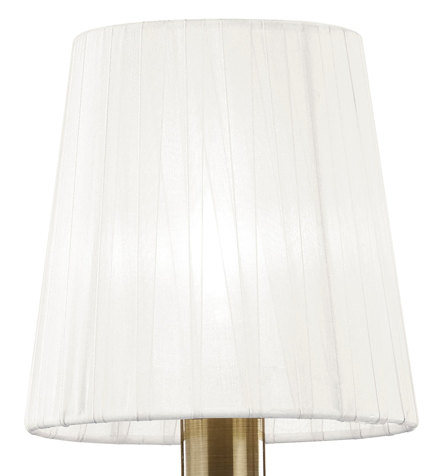 Tiffany Wall Lamp Switched 2+2 Light E14+G9, Antique Brass With White Shades & Clear Crystal by Mantra