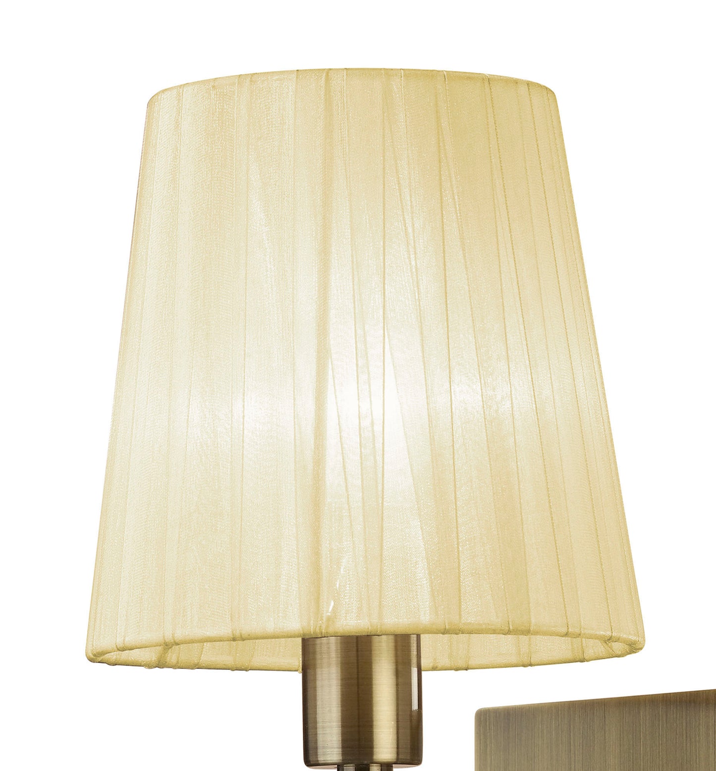 Tiffany Wall Lamp Switched 1+1 Light E14+G9, Antique Brass With Cream Shade & Clear Crystal by Mantra