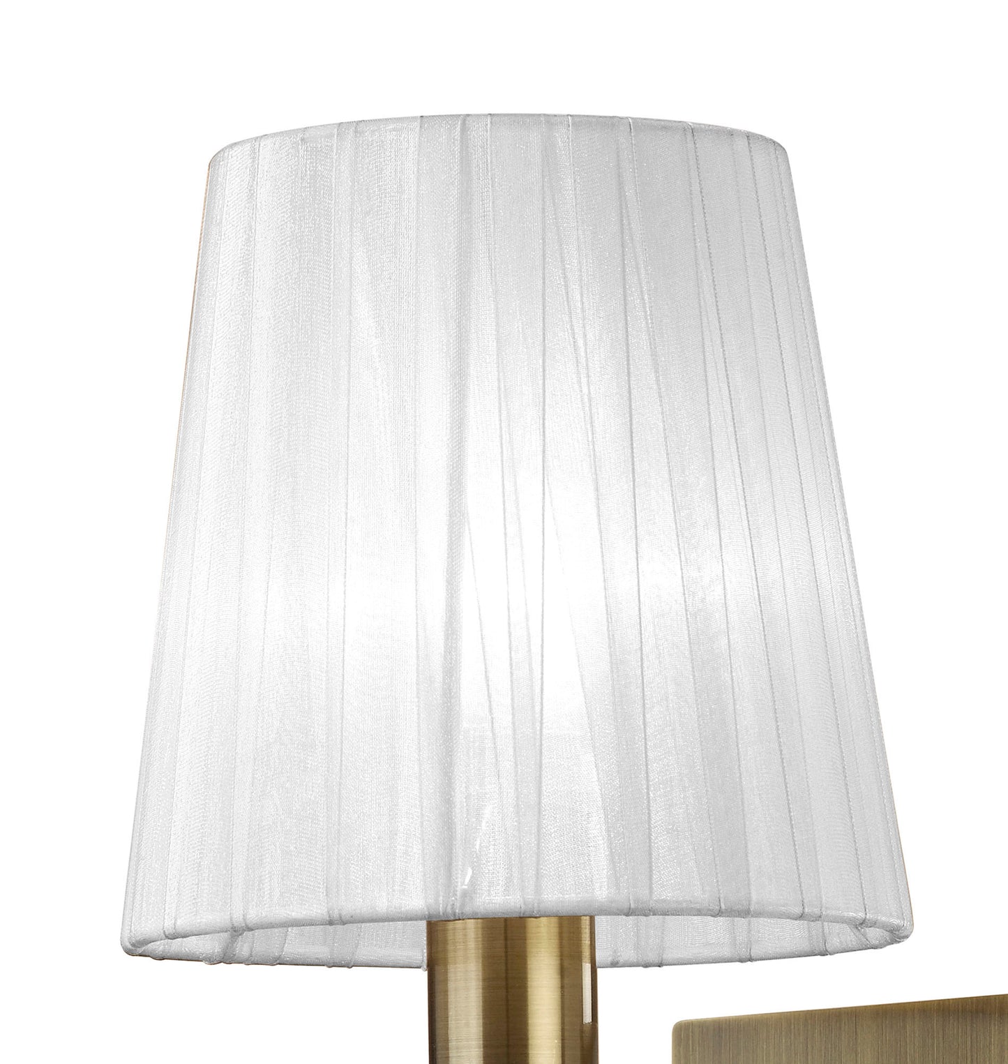Tiffany Wall Lamp Switched 1+1 Light E14+G9, Antique Brass With White Shade & Clear Crystal by Mantra