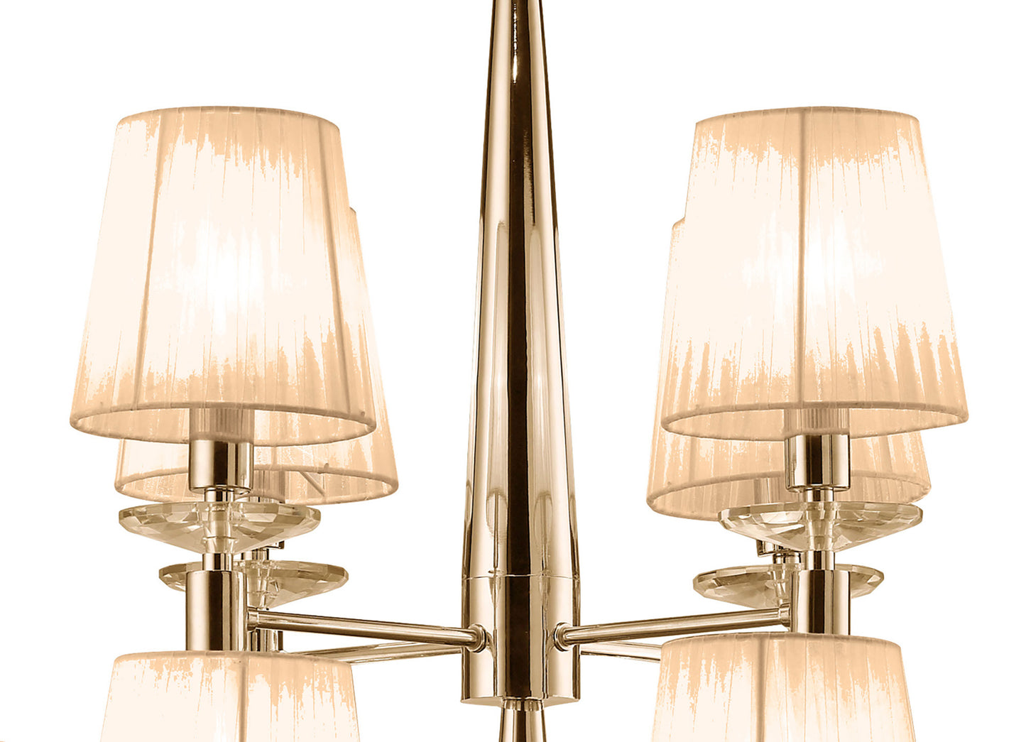 Tiffany Pendant 2 Tier 12+12 Light E14+G9, French Gold With Soft Bronze Shades & Clear Crystal by Mantra