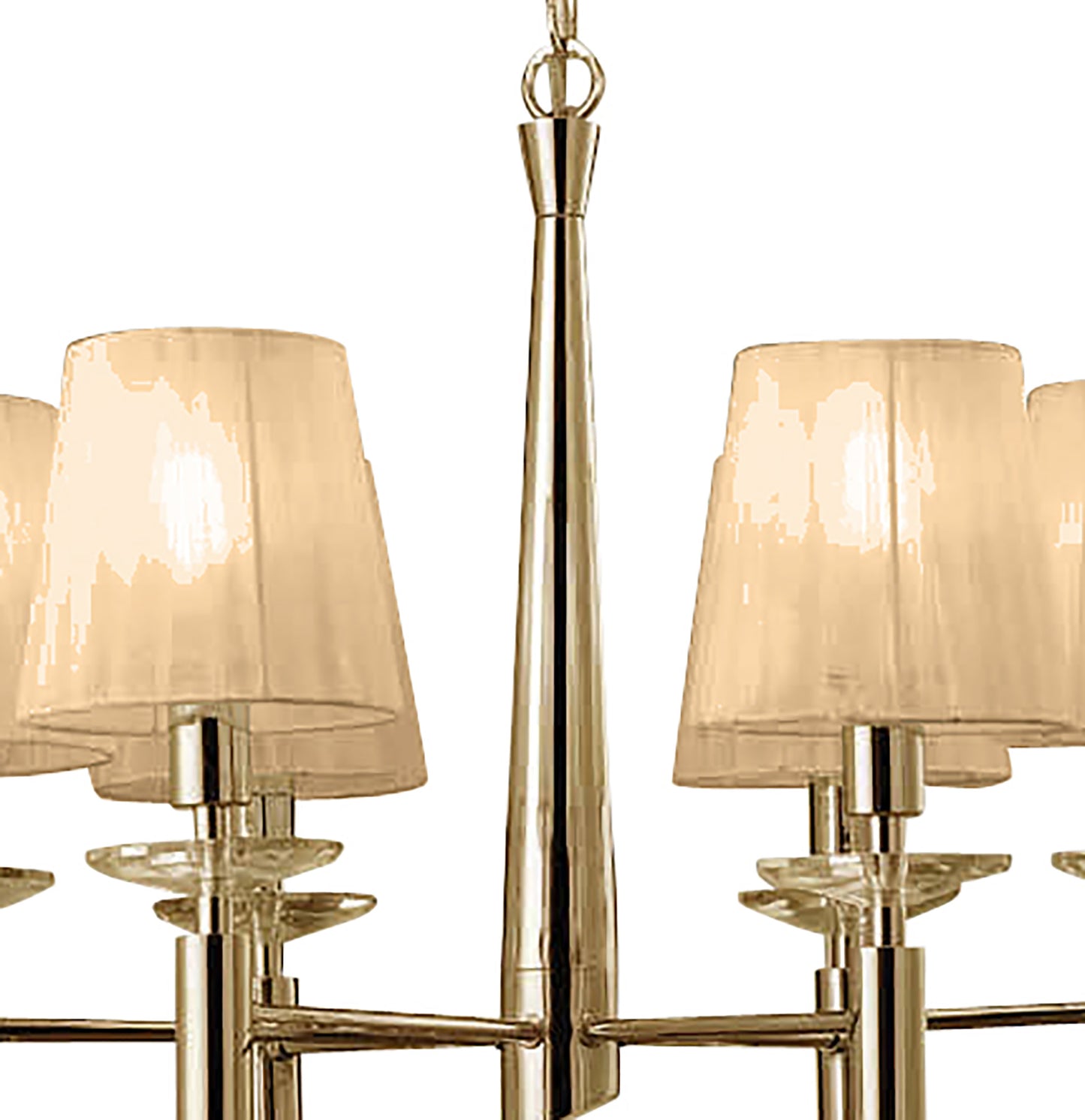 Tiffany Pendant 6+6 Light E14+G9, French Gold With Soft Bronze Shades & Clear Crystal by Mantra