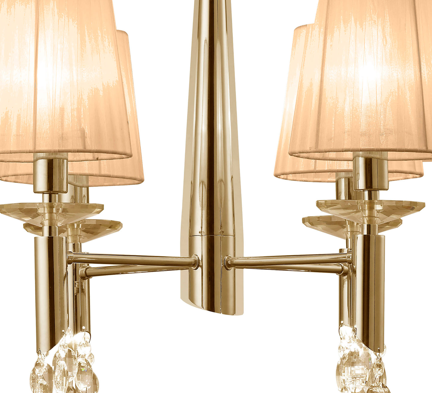 Tiffany Pendant 4+4 Light E14+G9, French Gold With Soft Bronze Shades & Clear Crystal by Mantra