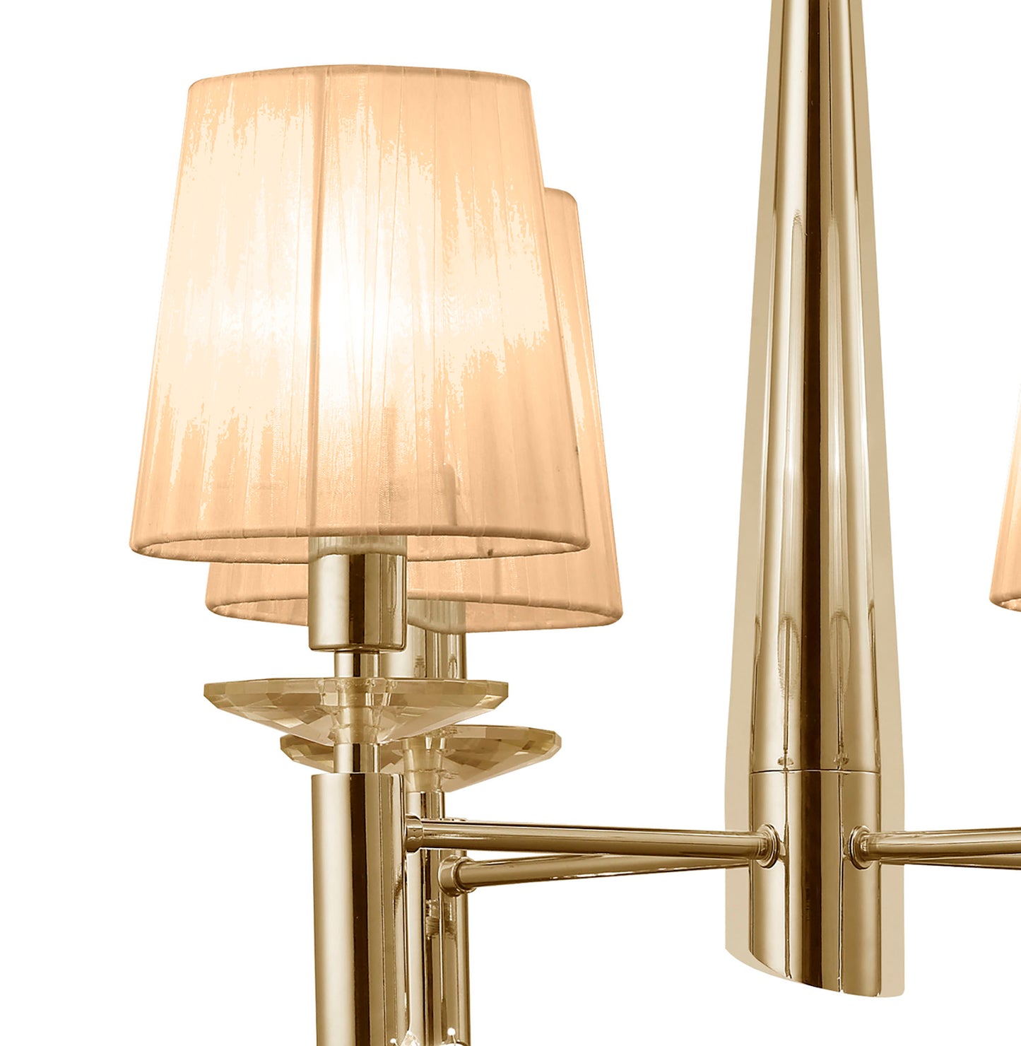 Tiffany Pendant 4+4 Light E14+G9, French Gold With Soft Bronze Shades & Clear Crystal by Mantra