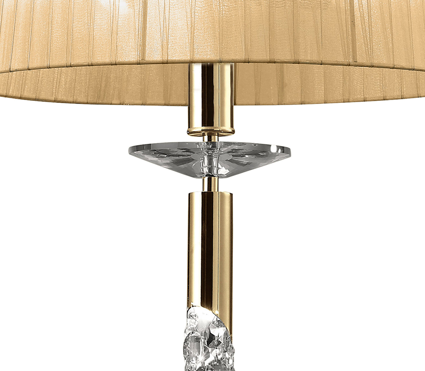 Tiffany Pendant 3+1 Light E27+G9, French Gold With Soft Bronze Shade & Clear Crystal by Mantra