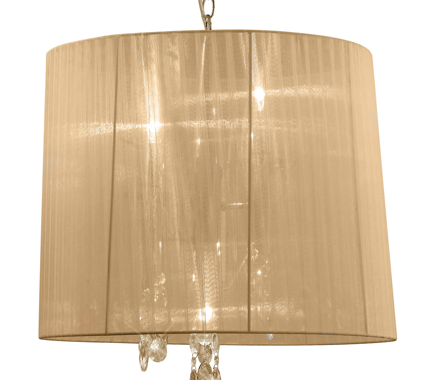 Tiffany Pendant 3+3 Light E14+G9, French Gold With Soft Bronze Shade & Clear Crystal by Mantra