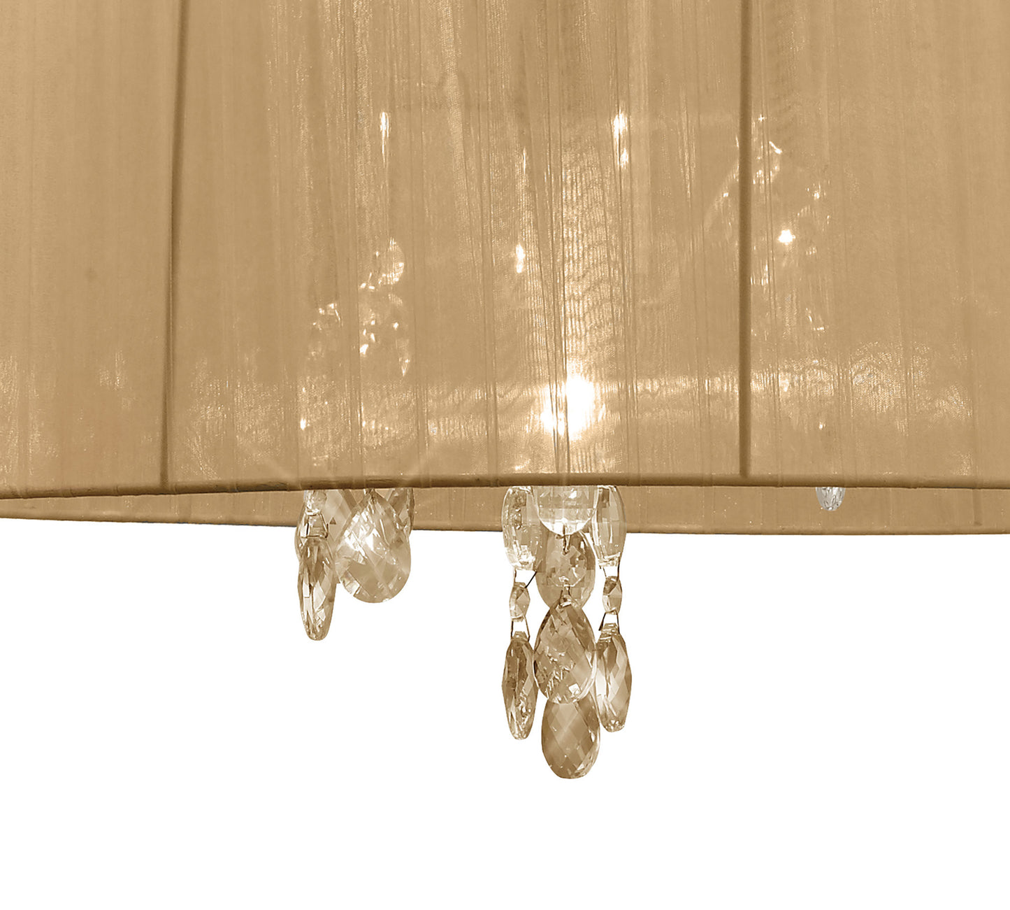 Tiffany Pendant 3+3 Light E14+G9, French Gold With Soft Bronze Shade & Clear Crystal by Mantra