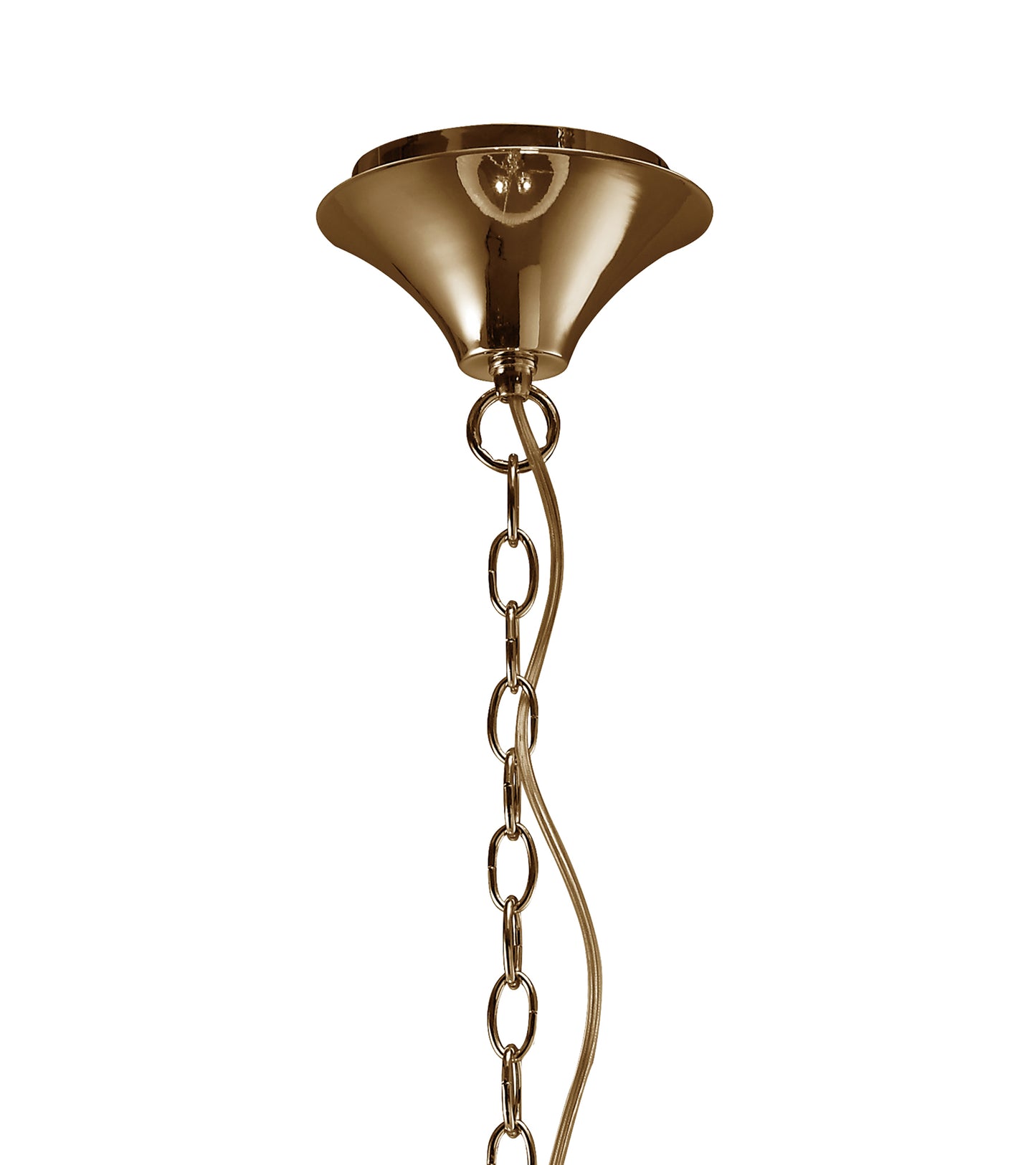 Tiffany Pendant 3+3 Light E14+G9, French Gold With White Shade & Clear Crystal by Mantra