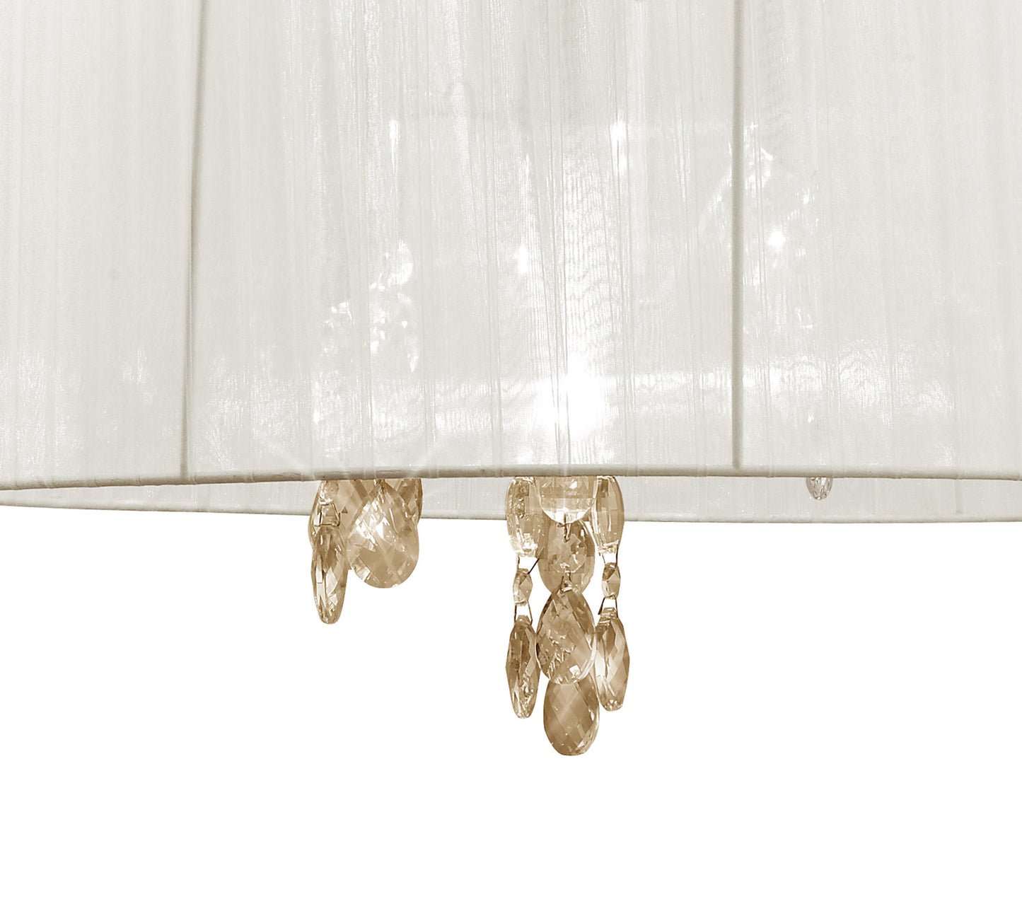 Tiffany Pendant 3+3 Light E14+G9, French Gold With White Shade & Clear Crystal by Mantra