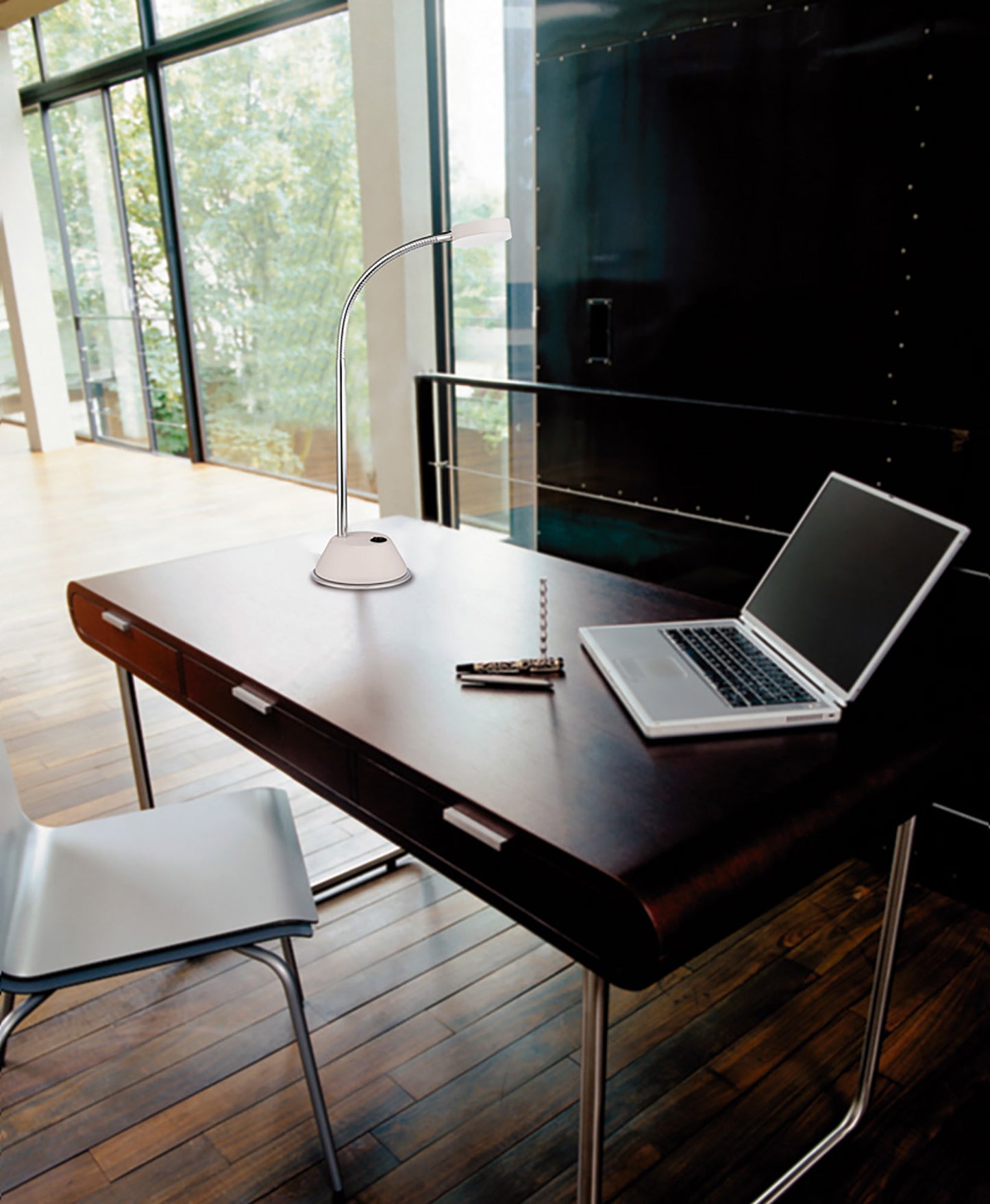 Tobias Table Lamp 1 Light 3W LED 3000K, 300lm, Matt White/Frosted Acrylic/Polished Chrome, 3yrs Warranty by Mantra