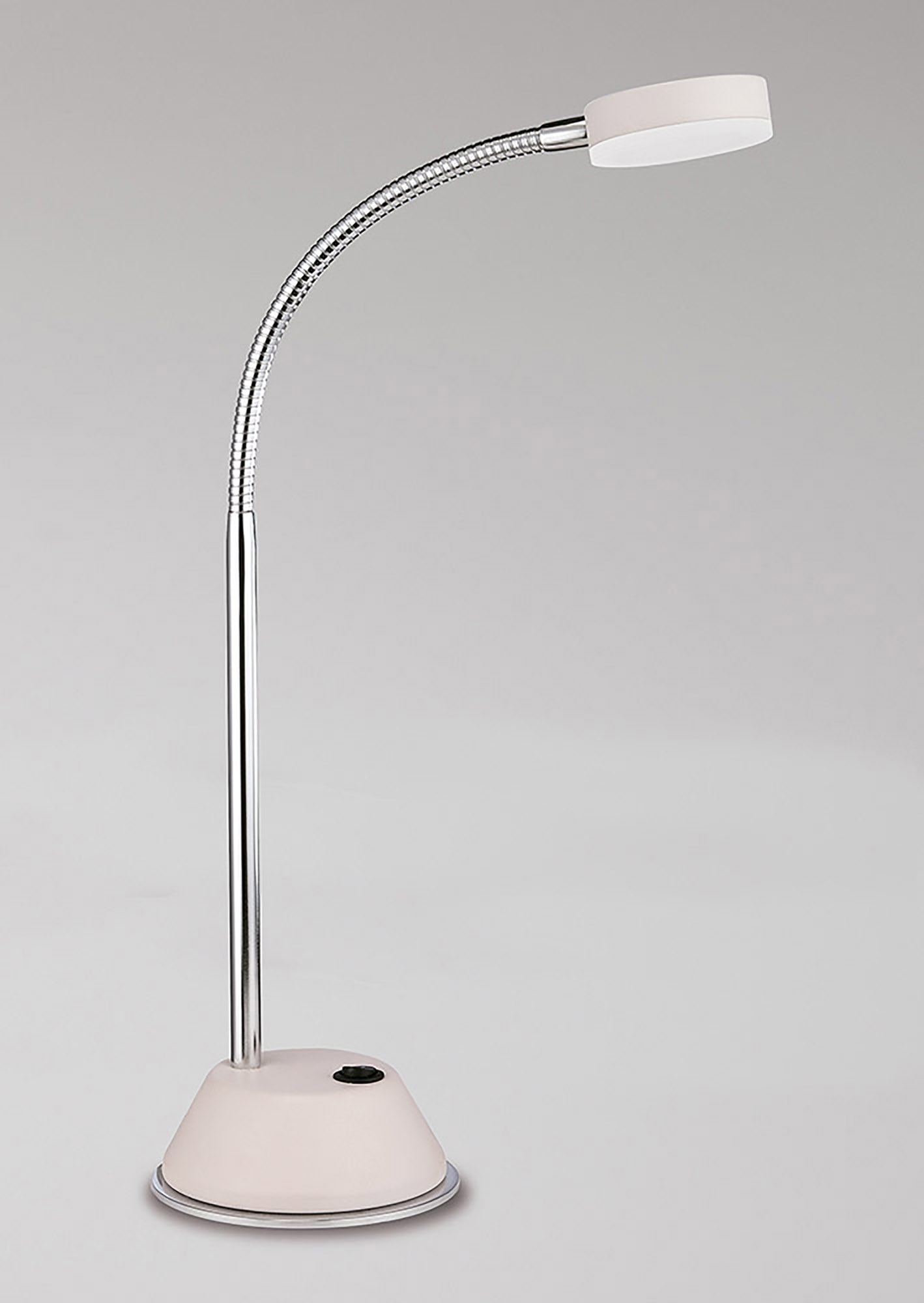 Tobias Table Lamp 1 Light 3W LED 3000K, 300lm, Matt White/Frosted Acrylic/Polished Chrome, 3yrs Warranty by Mantra